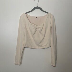 NWT Trendy Queen Y2K Neutral Long Sleeve Crop Top Base Layer - Size L